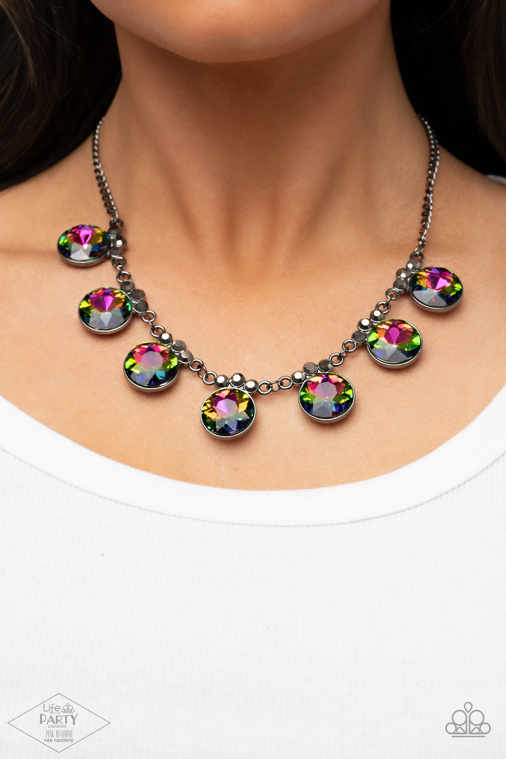 GLOW-Getter Glamour - Multi - Paparazzi Necklace (Life of the Party Pink Diamond)