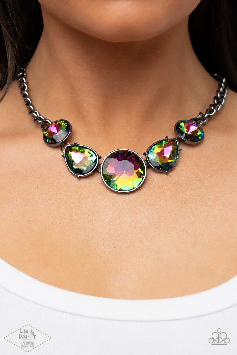 All The Worlds My Stage - Multi - Paparazzi Necklace (Life of the Party Pink Diamond)