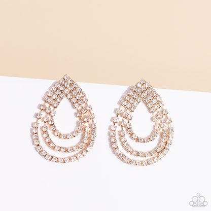 Take a POWER Stance - Gold - Paparazzi Earrings