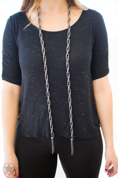 Scarfed for Attention - Black - Paparazzi Necklace
