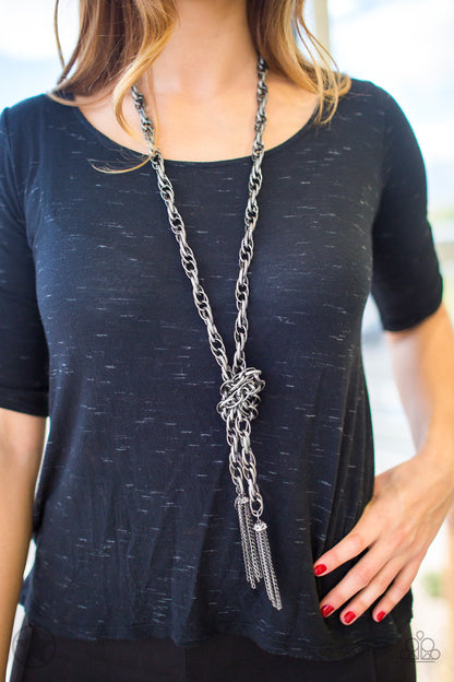 Scarfed for Attention - Black - Paparazzi Necklace