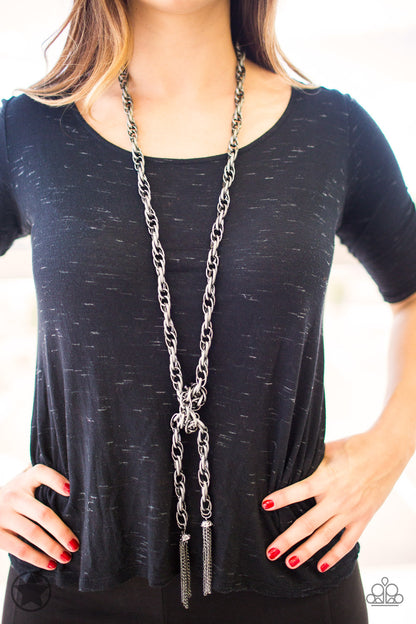 Scarfed for Attention - Black - Paparazzi Necklace