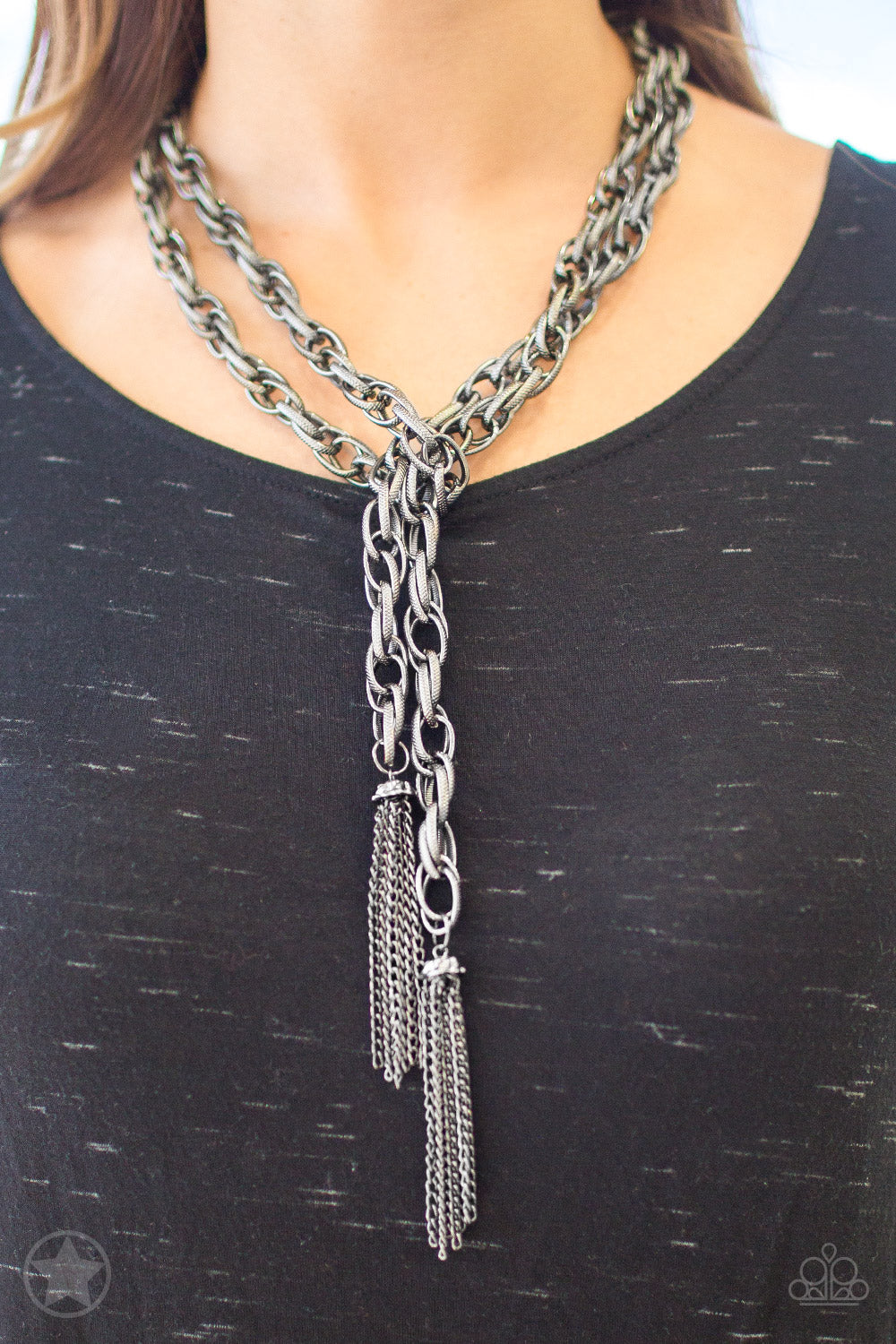 Scarfed for Attention - Black - Paparazzi Necklace