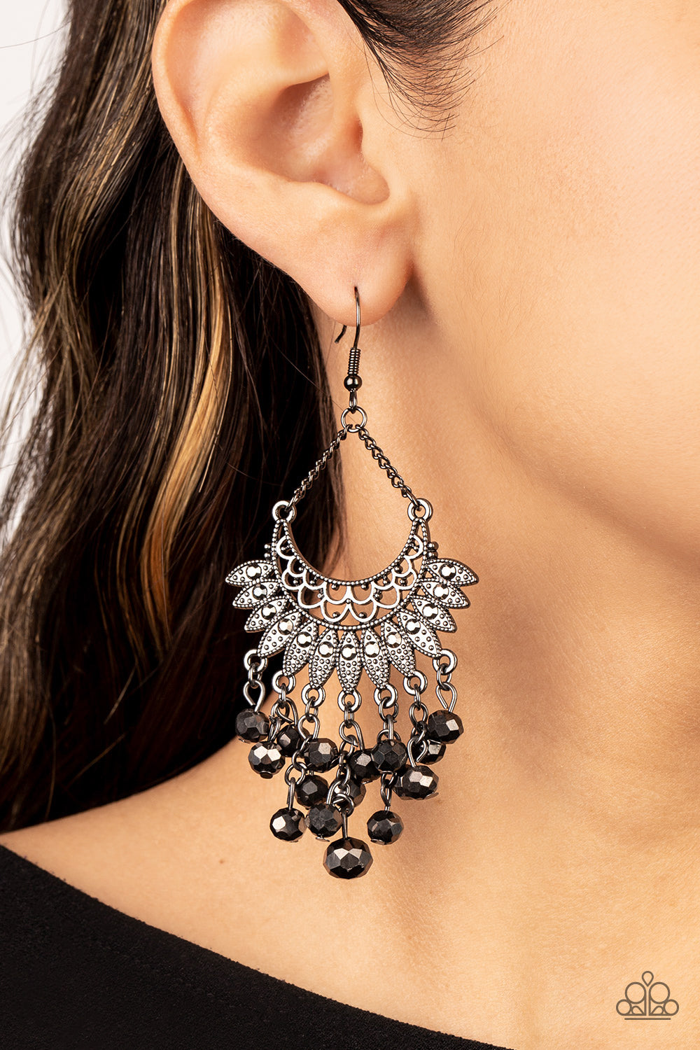 Chromatic Cascade - Black - Paparazzi Earrings