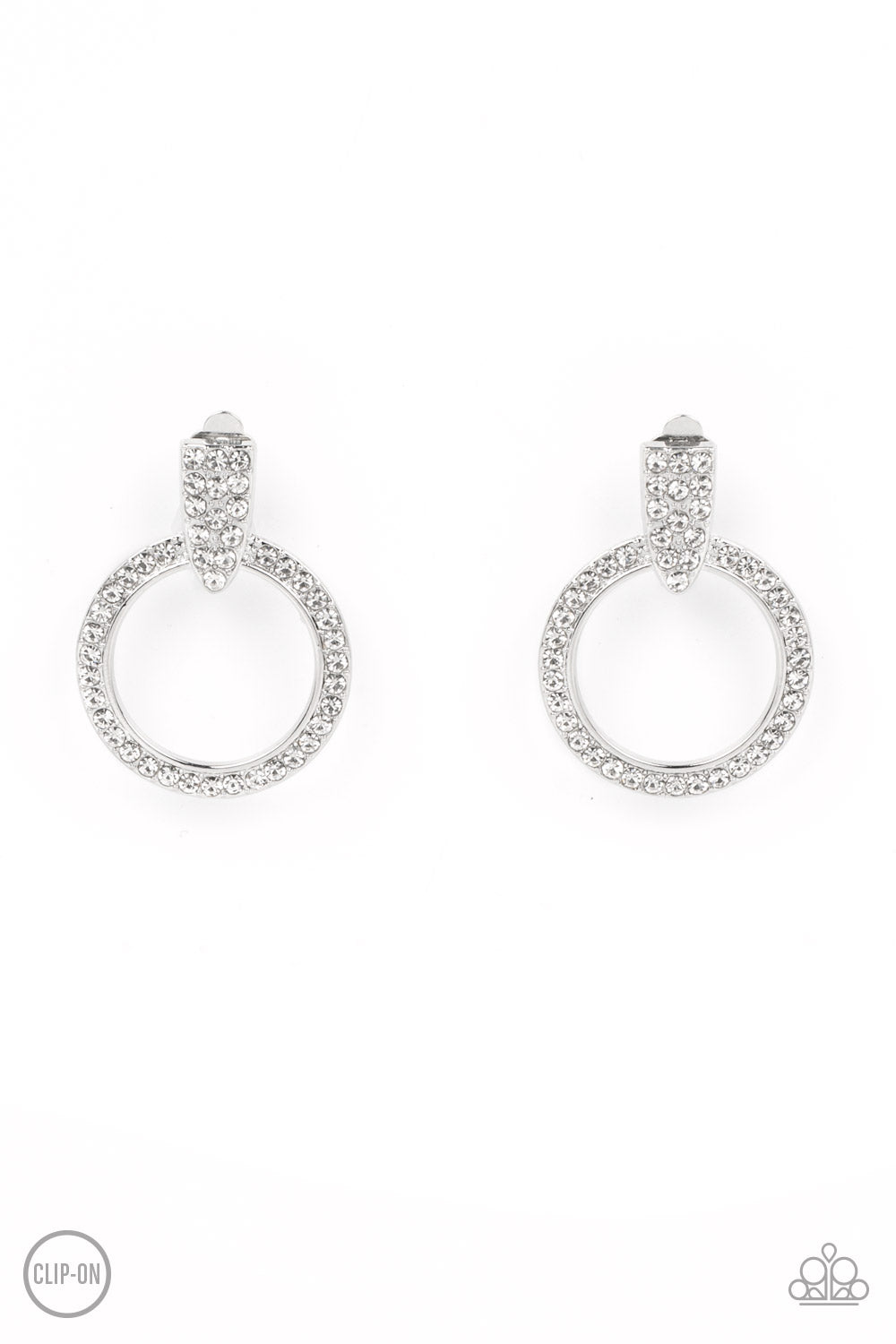 Sparkle at Your Service - White - Clip On Paparazzi Earrings