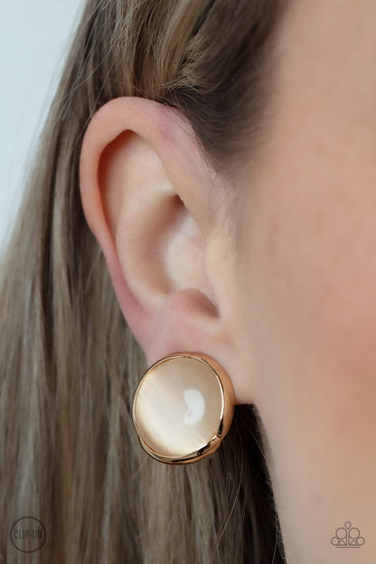 Cool Pools - Gold - Clip On Paparazzi Earrings