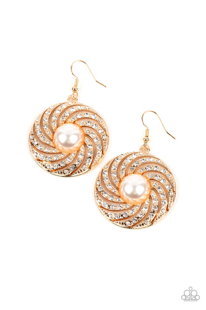 Vintage Vortex - Gold - Paparazzi Earrings