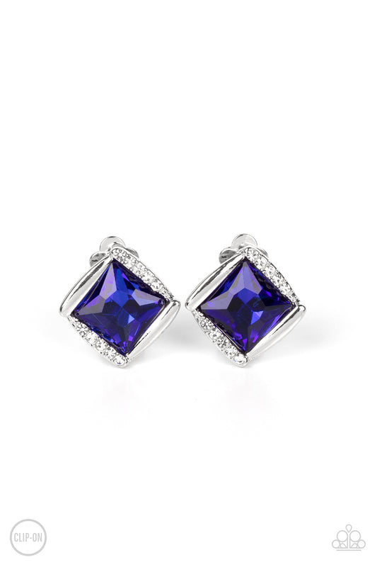 Sparkle Squared - Blue - Paparazzi Clip On Earrings