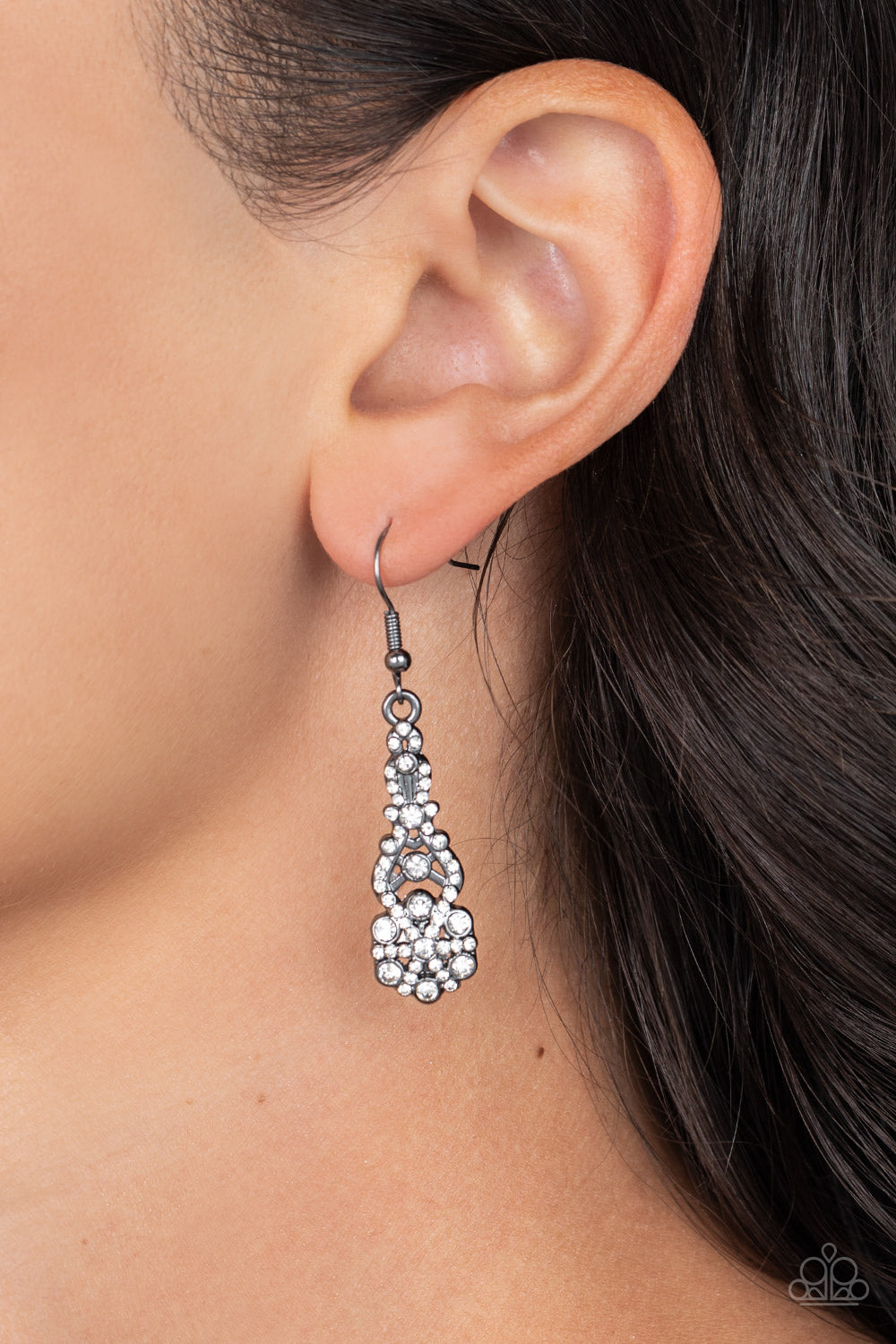 GLITZY on All Counts - Black - Paparazzi Earrings