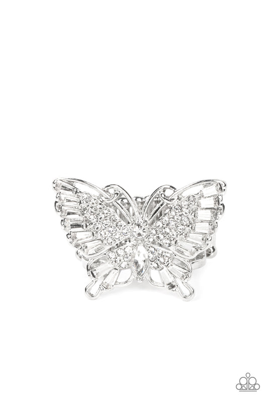 Fearless Flutter - White - Paparazzi Ring