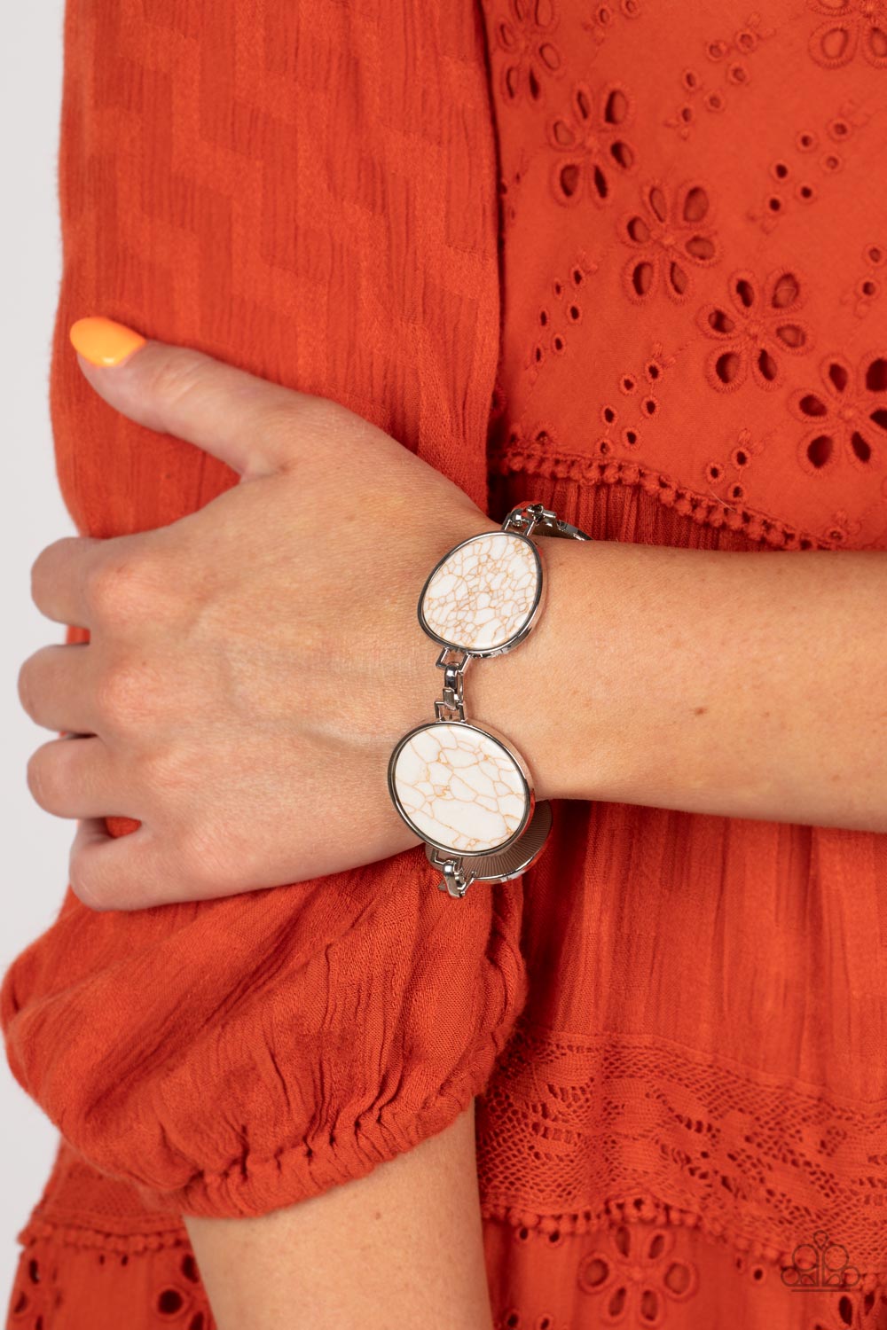 Flat Out Frontier - White - Paparazzi Bracelet