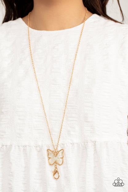 Gives Me Butterflies - Gold - Paparazzi Lanyard