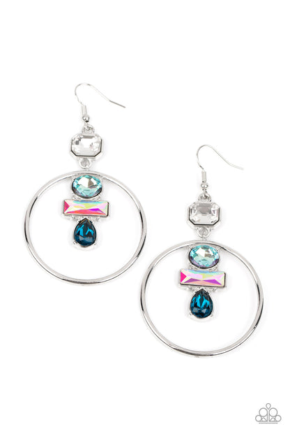 Geometric Glam - Blue - Paparazzi Earrings (2023 January LOP)