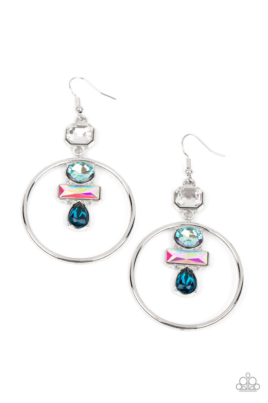 Geometric Glam - Blue - Paparazzi Earrings (2023 January LOP)