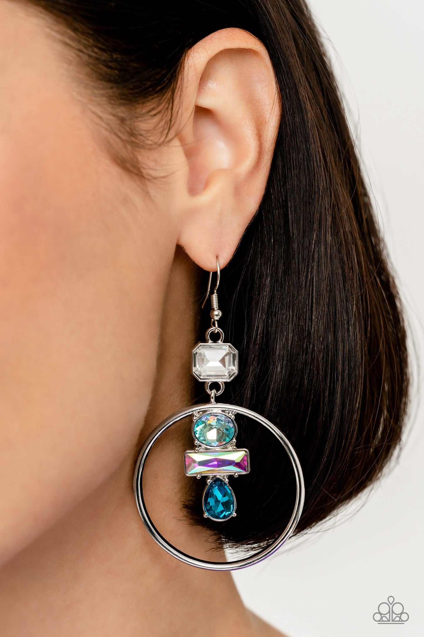 Geometric Glam - Blue - Paparazzi Earrings (2023 January LOP)