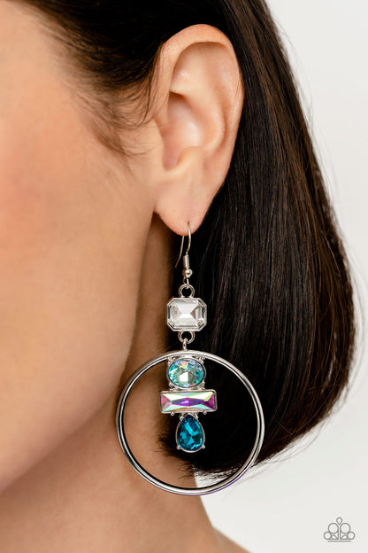 Geometric Glam - Blue - Paparazzi Earrings (2023 January LOP)