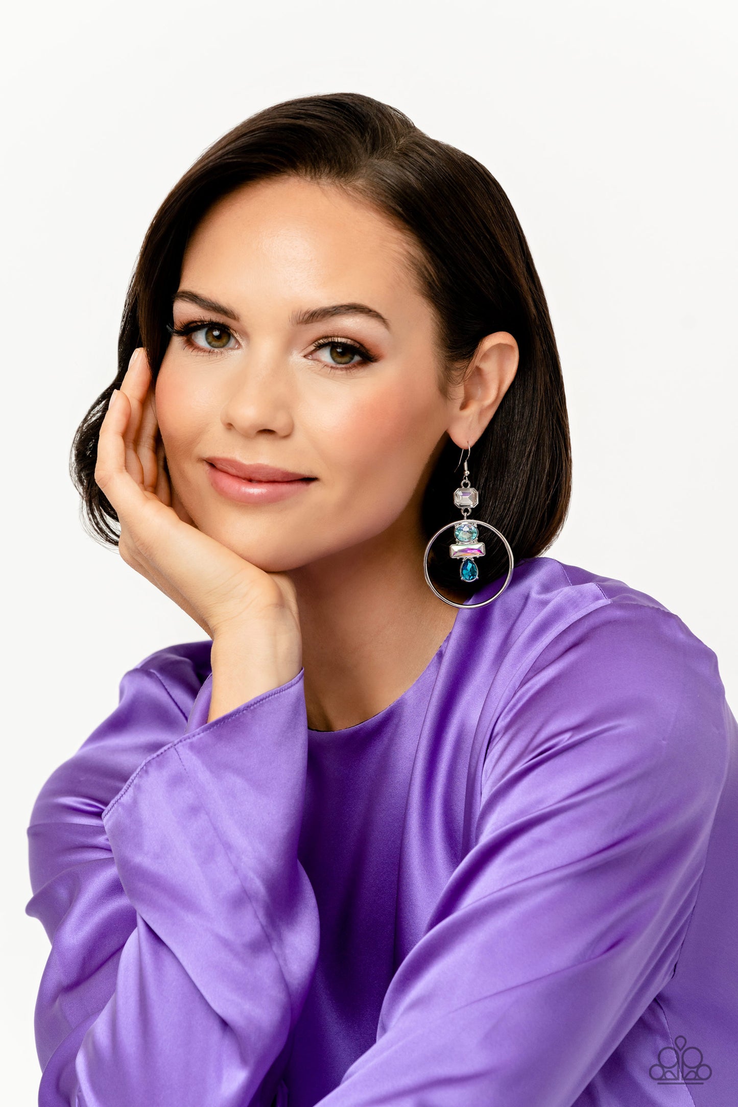 Geometric Glam - Blue - Paparazzi Earrings (2023 January LOP)
