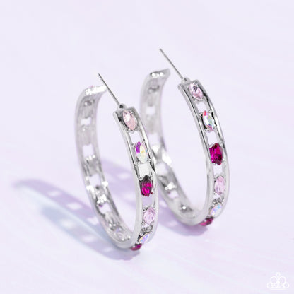 The Gem Fairy - Pink - Paparazzi Hoop Earrings - (2023 February Life of the Party)