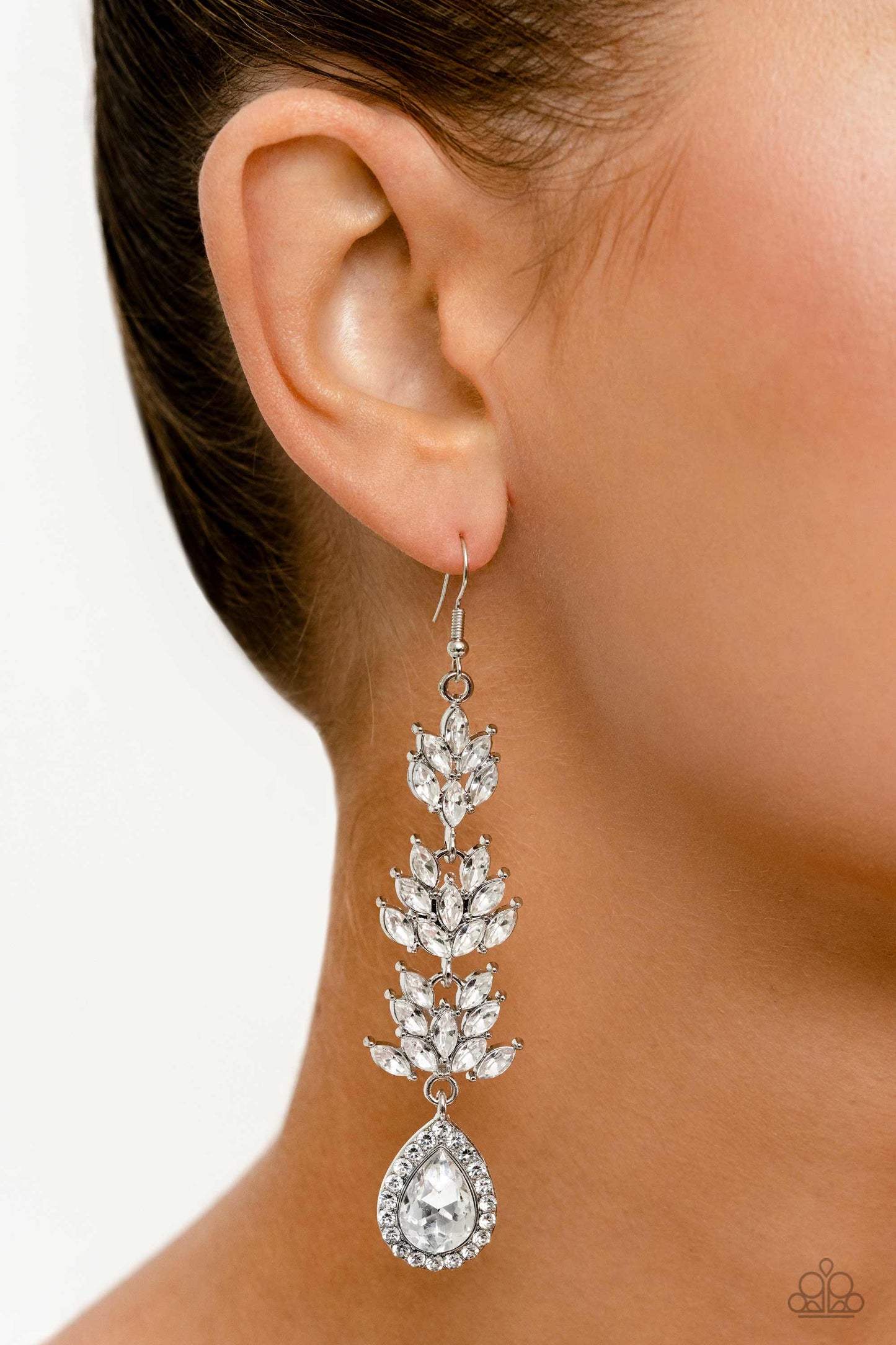 Water Lily Whimsy - White - Paparazzi Earrings - (2023 February Life of the Party)