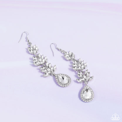 Water Lily Whimsy - White - Paparazzi Earrings - (2023 February Life of the Party)