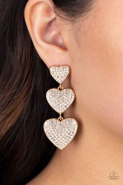 Couples Retreat - Gold - Paparazzi Earrings