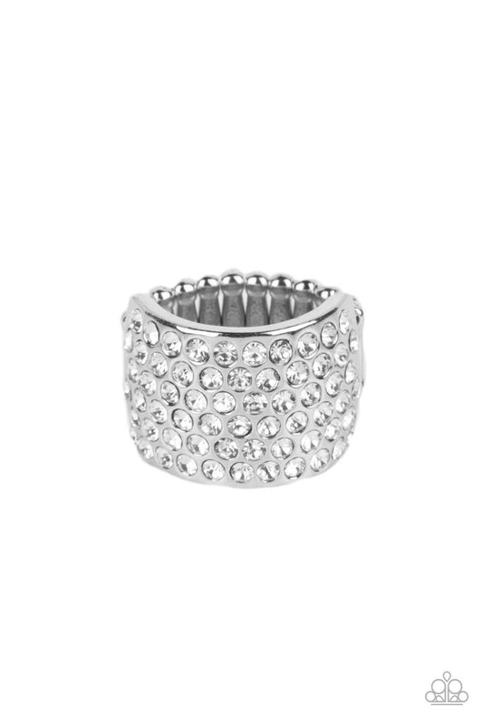 Edgy Effulgence - White - Paparazzi Ring