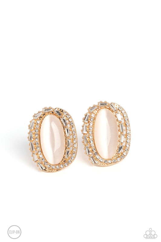 Shimmery Statement - Gold - Paparazzi Earrings