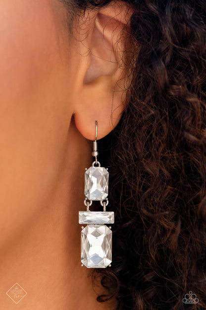 Come CHAIN or Shine - White Necklace, CHAIN Check - White Earrings and Right As CHAIN Ring (Magnificent Musings -3-Piece)
