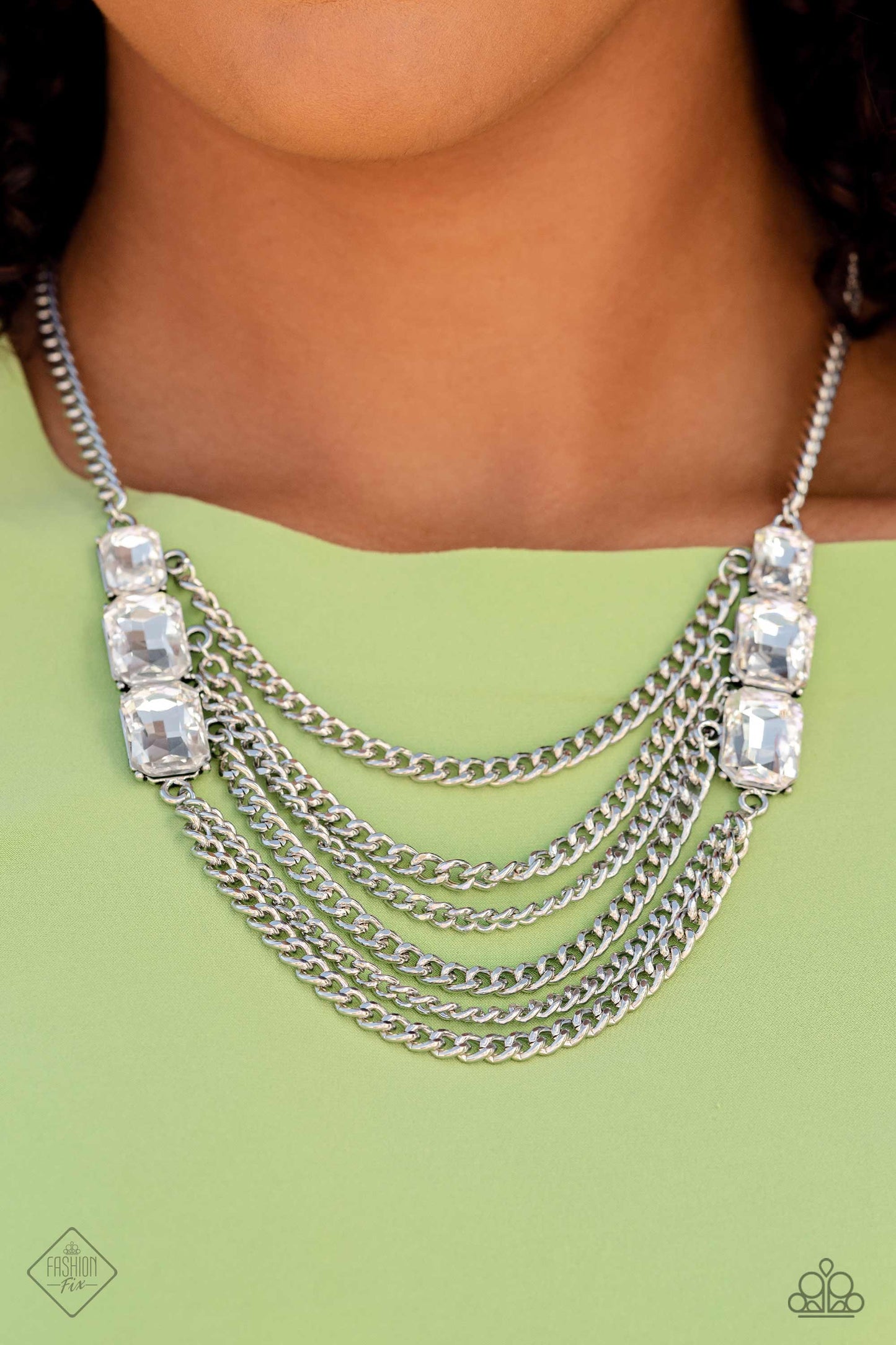 Come CHAIN or Shine - White Necklace, CHAIN Check - White Earrings and Right As CHAIN Ring (Magnificent Musings -3-Piece)