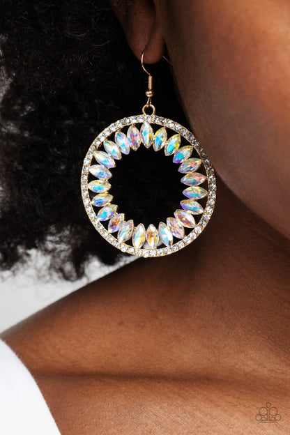 Wall Street Wreaths - Gold - Paparazzi Earrings