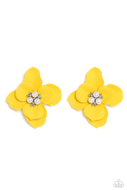 Jovial Jasmine - Yellow - Paparazzi Earrings