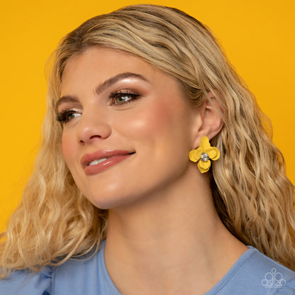 Jovial Jasmine - Yellow - Paparazzi Earrings