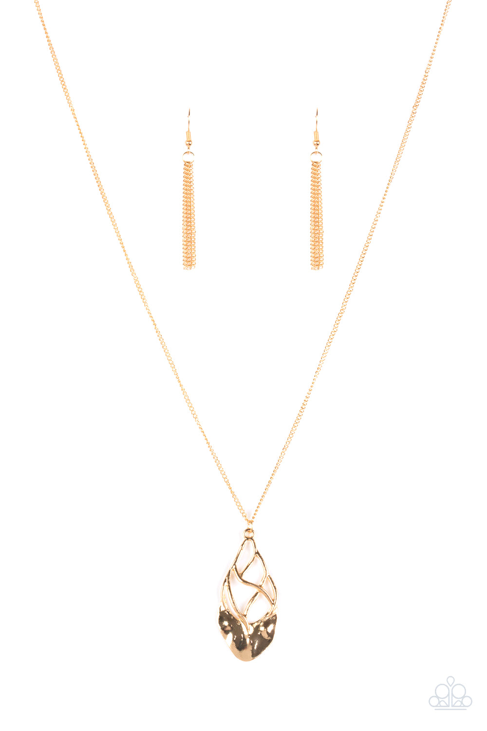 Swank Bank - Gold Necklace and Super Swanky - Gold - Paparazzi Earrings Paparazzi Set