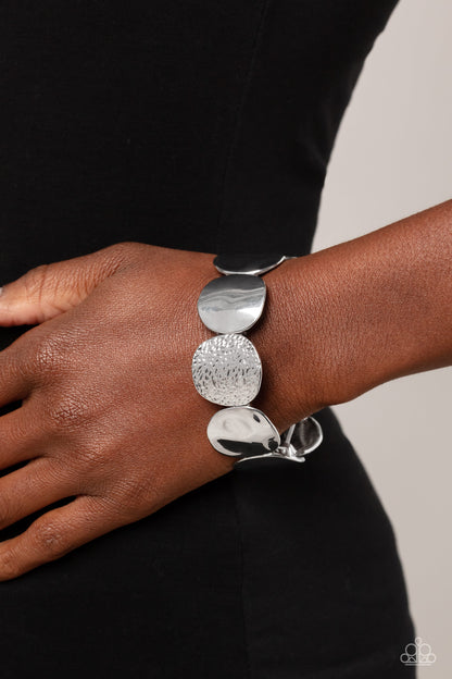 Rippling Record - Silver - Paparazzi Bracelet