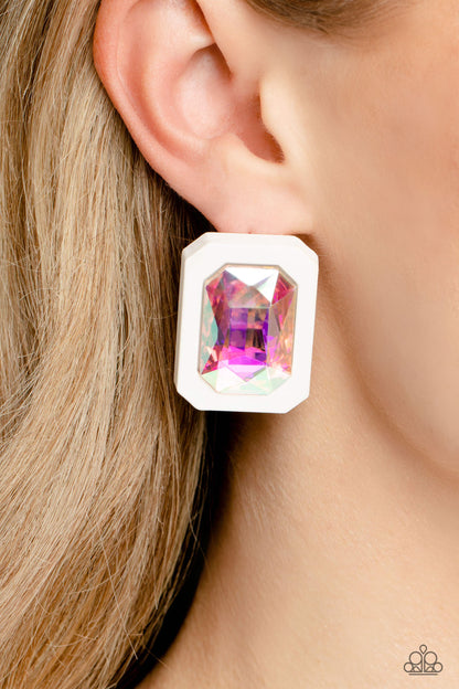 Edgy Emeralds - Multi - Paparazzi Earrings