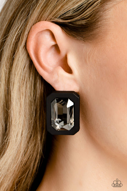 Edgy Emeralds - Black - Paparazzi Earrings