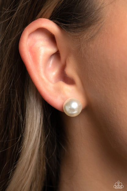 Debutante Details - White- Paparazzi Earrings