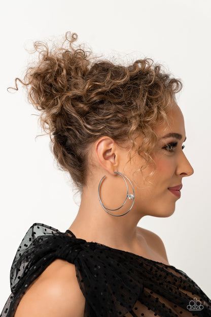 Theater HOOP - White - Paparazzi Earrings - (2023 May LOP)