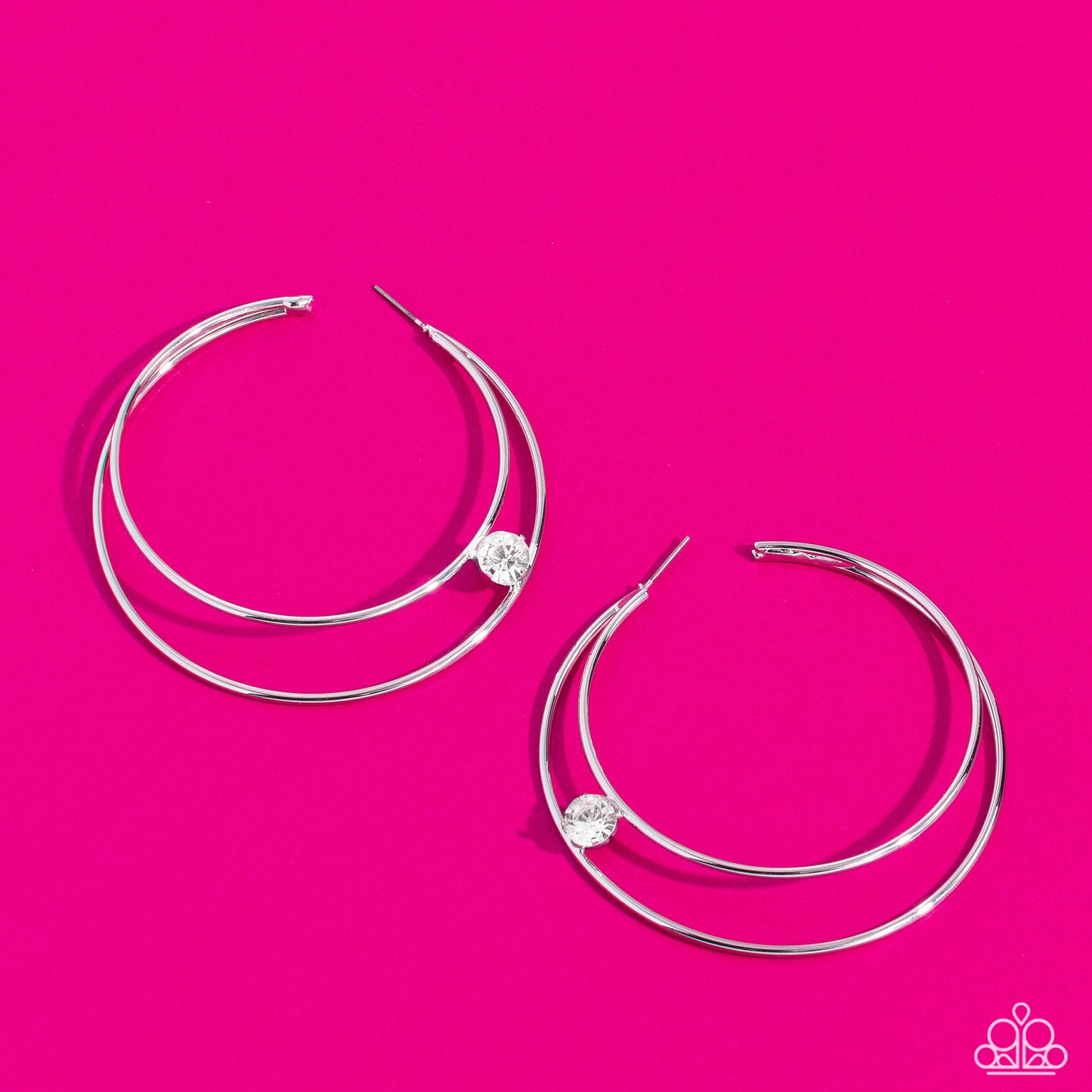 Theater HOOP - White - Paparazzi Earrings - (2023 May LOP)