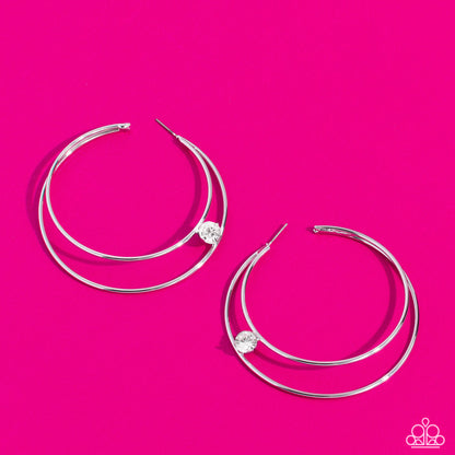 Theater HOOP - White - Paparazzi Earrings - (2023 May LOP)