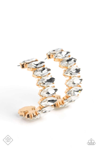 Priceless Pairing - Gold - Paparazzi Earrings (2023 March Fiercely 5th Avenue Hoop Earrings)