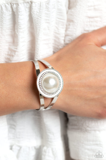 Put On The GLITZ - White - Paparazzi Cuff Bracelet