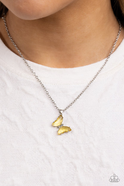 Butterfly Lullaby - Yellow - Paparazzi Necklace