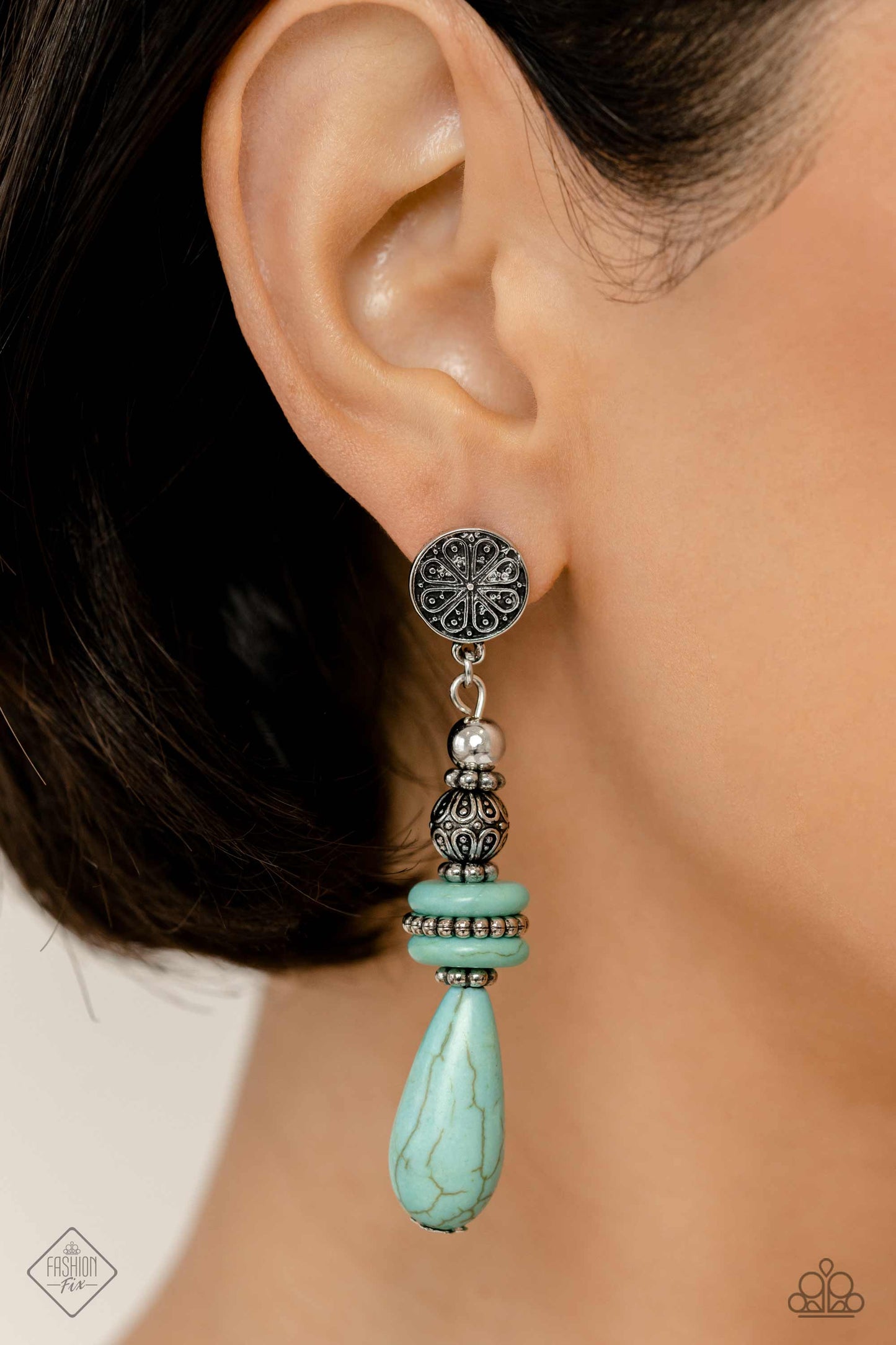 Desert Fever - Blue - Paparazzi Earrings (2023 May Fashion Fix Earrings)
