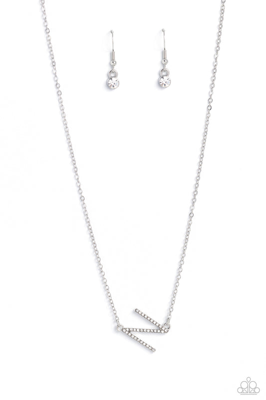 NITIALLY Yours - N - White - Paparazzi Necklace