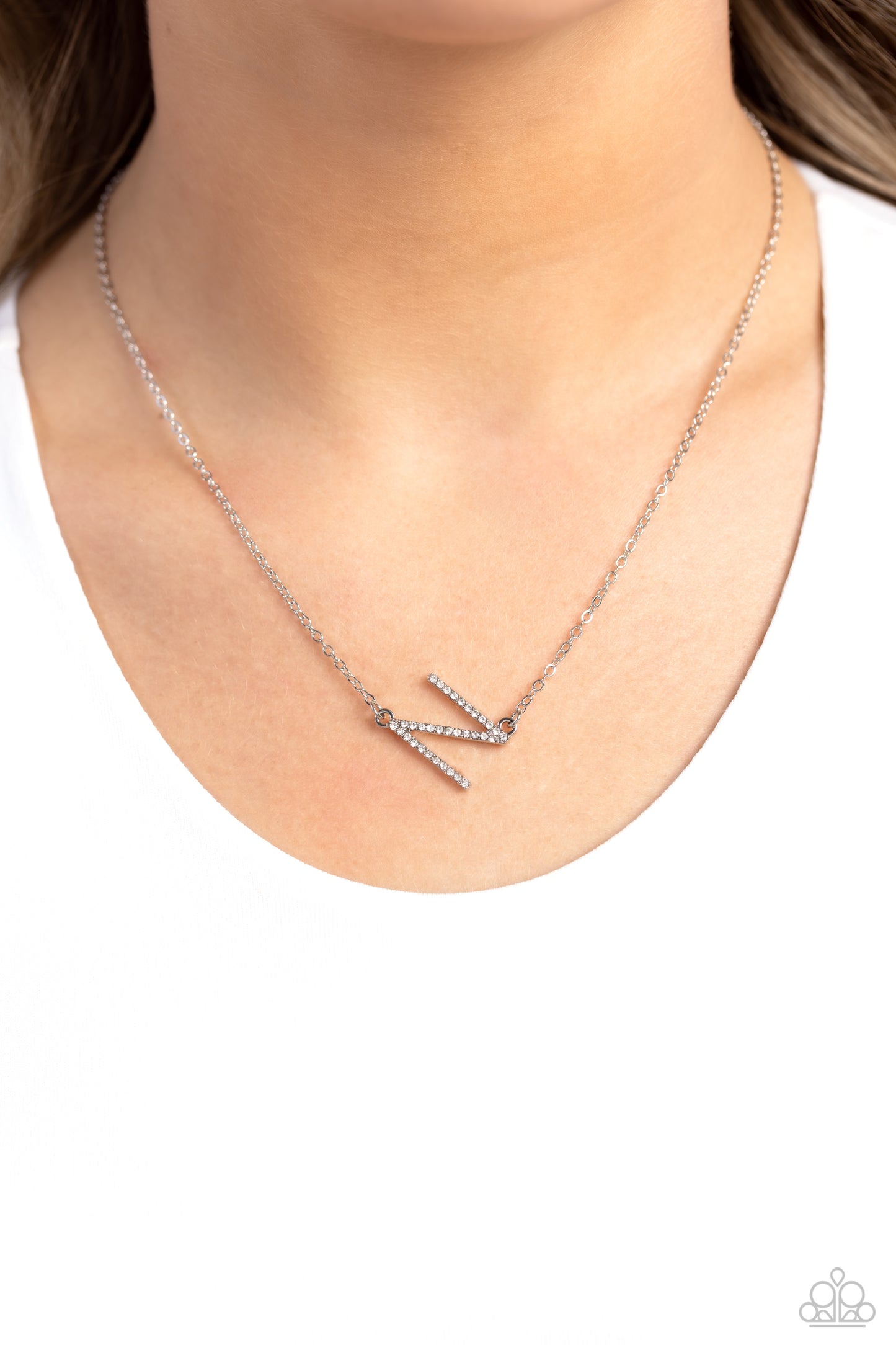 NITIALLY Yours - N - White - Paparazzi Necklace