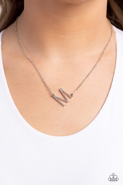 INITIALLY Yours - M - White - Paparazzi Necklace