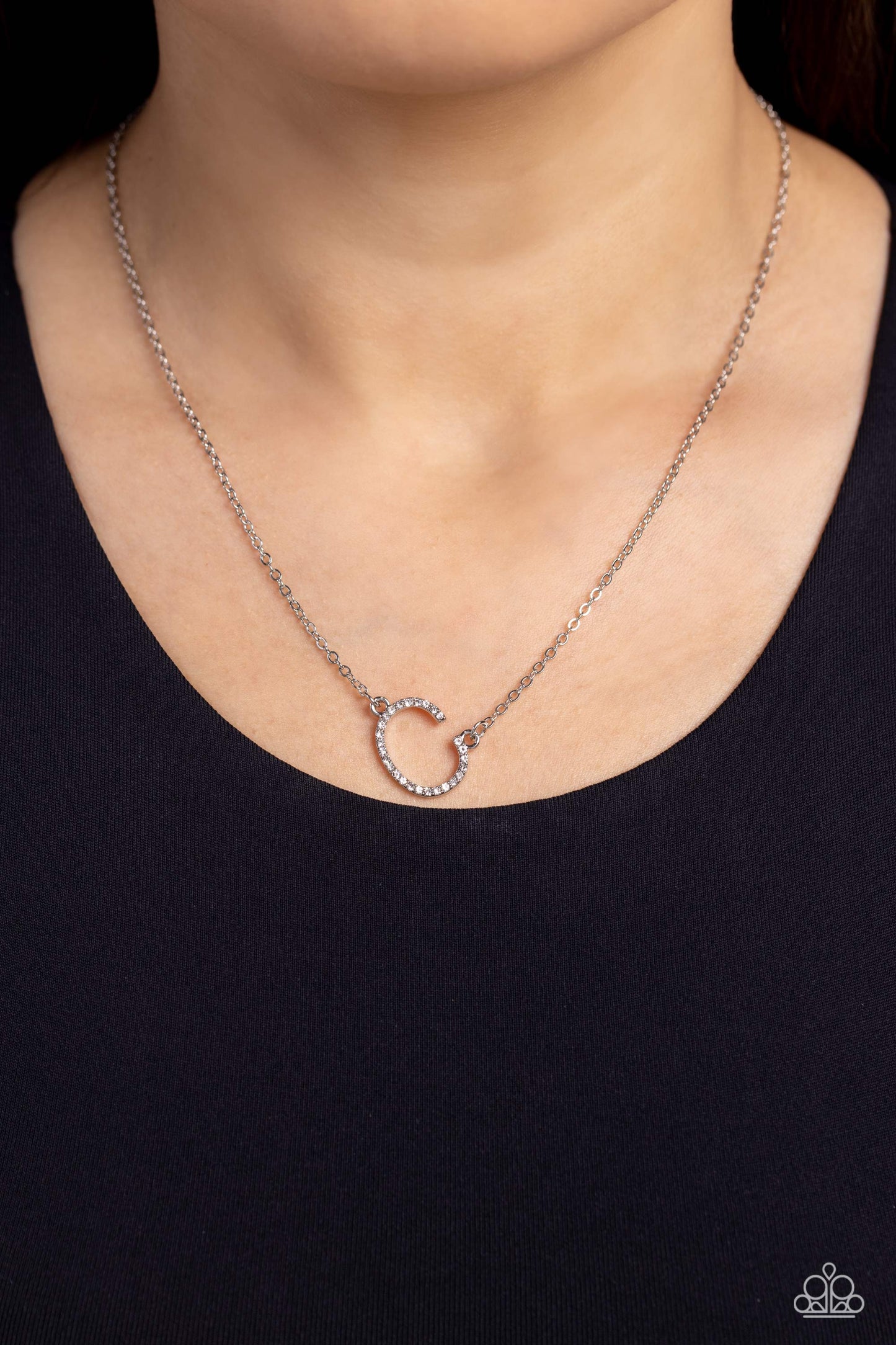 INITIALLY Yours - C - White - Paparazzi Necklace