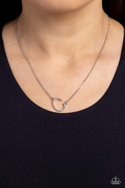 INITIALLY Yours - C - White - Paparazzi Necklace