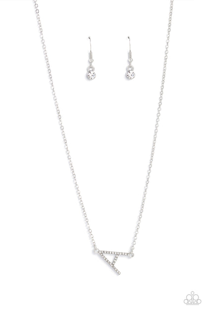 INITIALLY Yours - A - White - Paparazzi Necklace